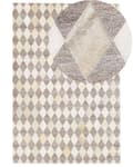 Miniatyrbild 1 av 7: Matta Brun och Beige Koskinn Läder Geometriskt Diamantmönster Retro 160 x 230 cm