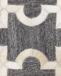 Miniatyrbild 5 av 6: Matta Grå och Beige Koskinn Läder Pussel Geometriskt Mönster Retro 140 x 200 cm