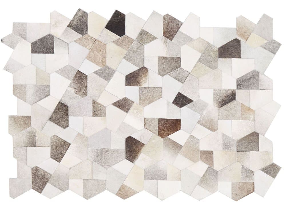 Matta 160 x 230 cm läder grå/beige VARTO