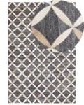 Pikkukuva 1 / 7: Matto harmaa/beige lehmännahka 140 x 200 cm geometrinen kuvio retro tyyli