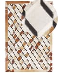 Pikkukuva 1 / 7: Matto ruskea lehmännahka 160 x 230 cm huopapohja salmiakkikuvio geometrinen moderni tyyli