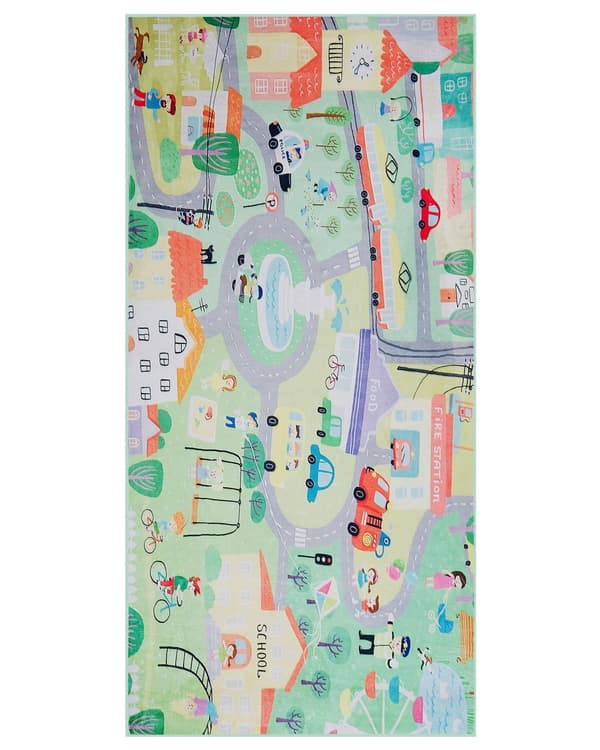 Børne tæppe Grøn 80 x 150 cm Polyester By Vejkort By Print Gulv Legemåtte