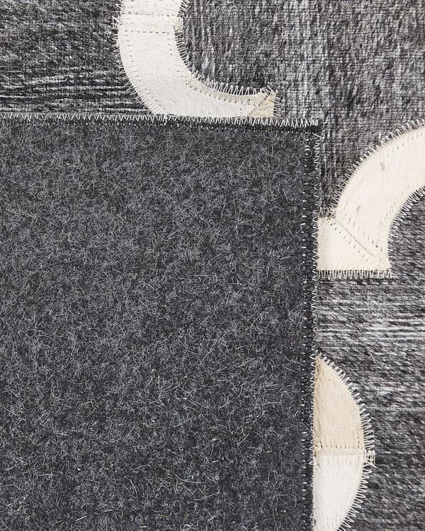 Grå og beige jacquard tæppe okselæder geometrisk mønster puslespil 160 x 230 cm retro