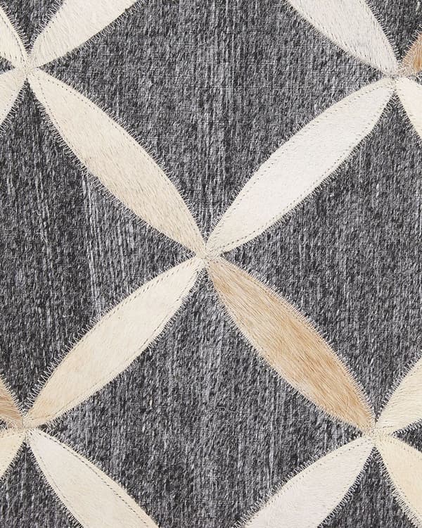 Gulvtæppe Grå Beige Læder 140 x 200 cm Dekorativ Mønstret Patchwork Jacquard Tæppe Koskind Mønstret Marokkansk Ternet Moderne Stil Stue Sofa