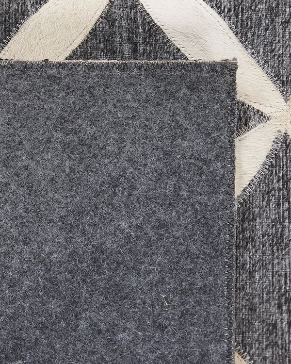 Gulvtæppe Grå Beige Læder 140 x 200 cm Dekorativ Mønstret Patchwork Jacquard Tæppe Koskind Mønstret Marokkansk Ternet Moderne Stil Stue Sofa