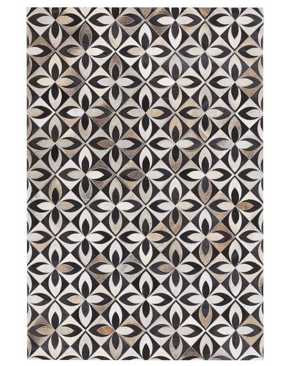 Matta Flerfärgad Koskinn Läder 140 x 200 cm Blommigt Mönster Lappmönster
