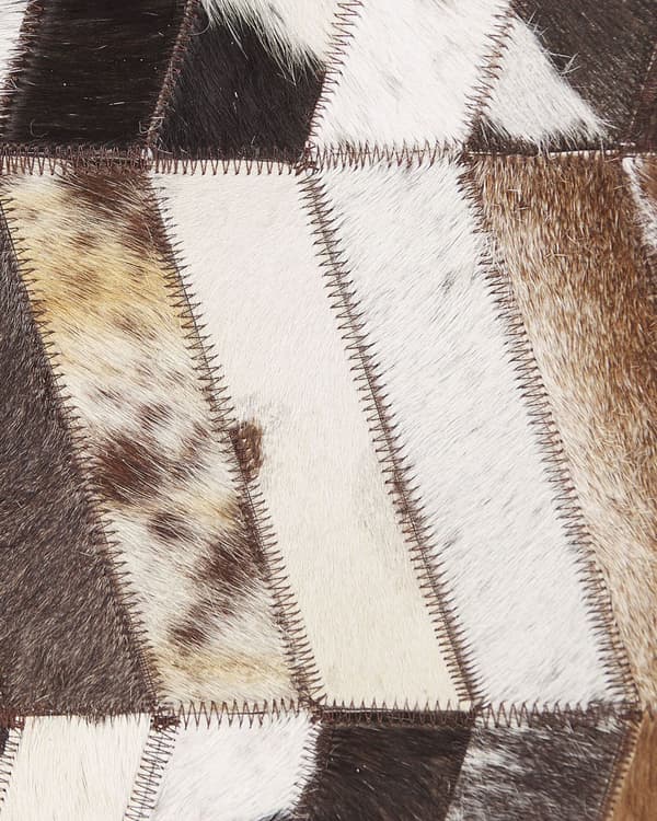 Matta Brun Vit Koskinn Läder 160 x 230 cm Saxningsmönster Patchwork