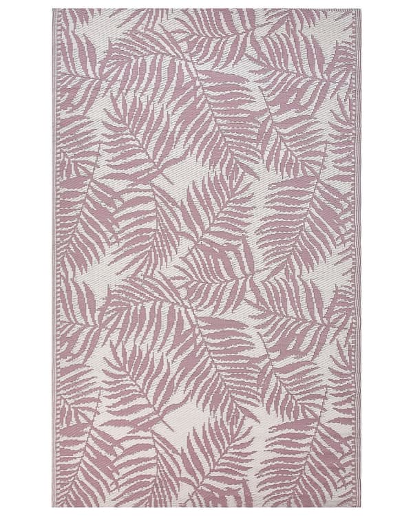 Utomhusmatta 120 x 180 cm Syntetisk med Palmbladmönster Modern i Rosa Färg till Balkong
