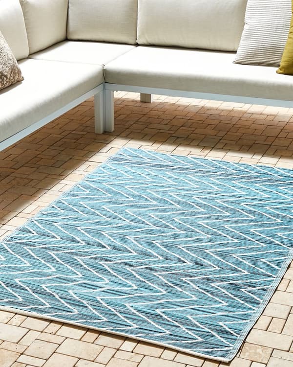 Genanvendt Polypropylen Blå Udendørs Tæppe 120x180 cm Altan Terrasse Mønstre