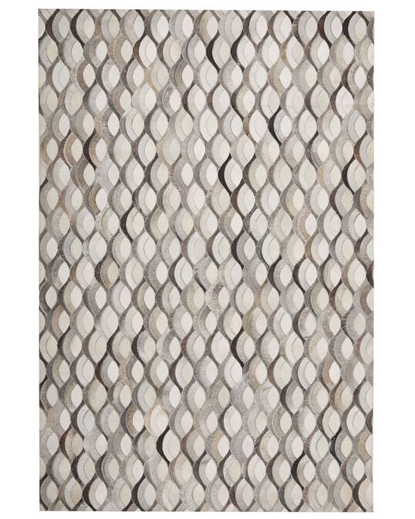 Tæppe Beige og Brunt Læder 140 x 200 cm Patchwork Vævemønster Retro Stil