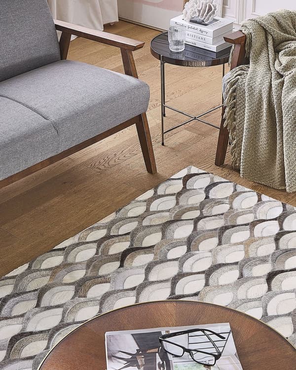 Tæppe Beige og Brunt Læder 140 x 200 cm Patchwork Vævemønster Retro Stil