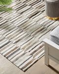 Miniatyrbillede 2 af 6: Rektangulært Tæppe Beige og Brunt Læder 160 x 230 cm Patchwork Retro Stil