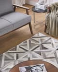 Miniatyrbillede 2 af 7: Rektangulært Tæppe Beige og Brunt Læder 140 x 200 cm Patchwork Geometrisk mønster Retro