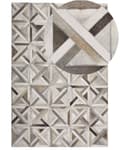Miniatyrbillede 1 af 7: Rektangulært Tæppe Beige og Brunt Læder 140 x 200 cm Patchwork Geometrisk mønster Retro