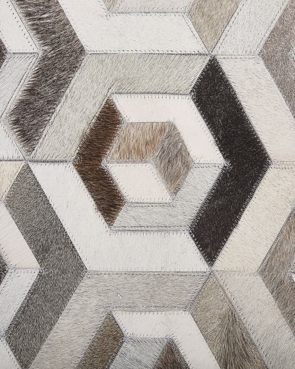 Rektangulär Matta Beige och Brun Koskinn Läder 160 x 230 cm Patchwork Geometriskt Mönster Retro