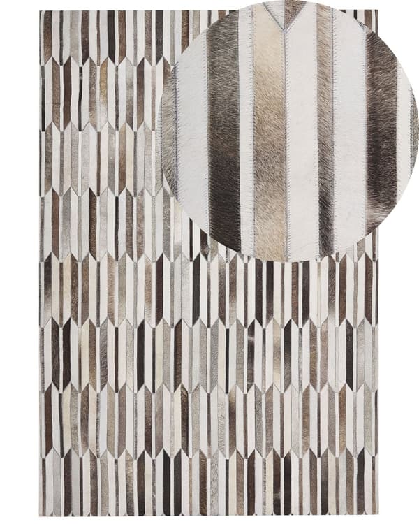 Rektangulär Matta Beige och Brun Koskinn Läder 140 x 200 cm Patchwork Retro