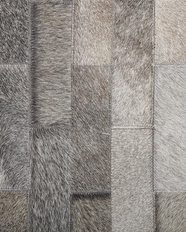 Rund Matta Brun och Beige Koskinn Läder 140 cm Patchwork Rektanglar Rustik