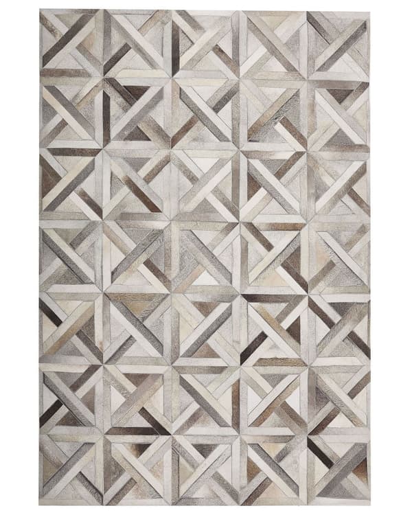 Matto lehmännahka ruskea/beige 140 x 200 cm nahka tilkku retro-tyyli