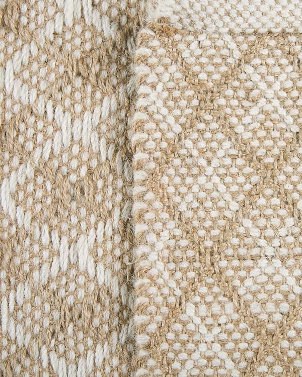 Matto beige juutti ja villa 50 x 80 cm käsin kudottu boho tyyli