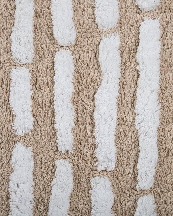 Matto puuvilla beige 120 x 180 cm käsin kudottu pitkänukkainen pehmeä boho tyyli