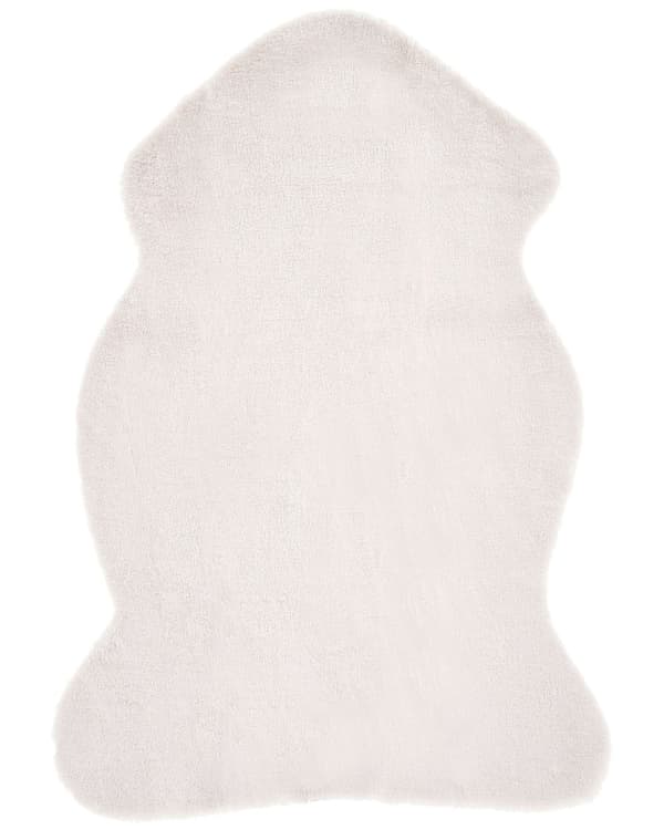 Kunstpels Tæppe Kanin Polyester Hvid 60 x 90 cm Boho Moderne Design Dekoration Cremehvid Kunstskind Gulvtæppe Stue Soveværelse Spisestue