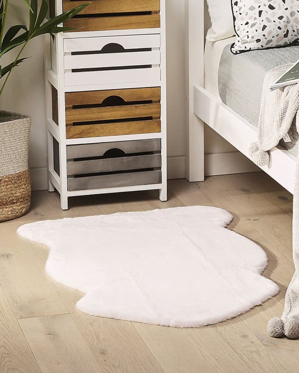 Matta Vit Fuskpäls Kanin Polyester 60 x 90 cm Vardagsrum Sovrum Samtida
