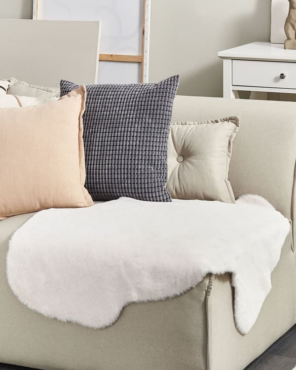 Matta Vit Fuskpäls Kanin Polyester 60 x 90 cm Vardagsrum Sovrum Samtida