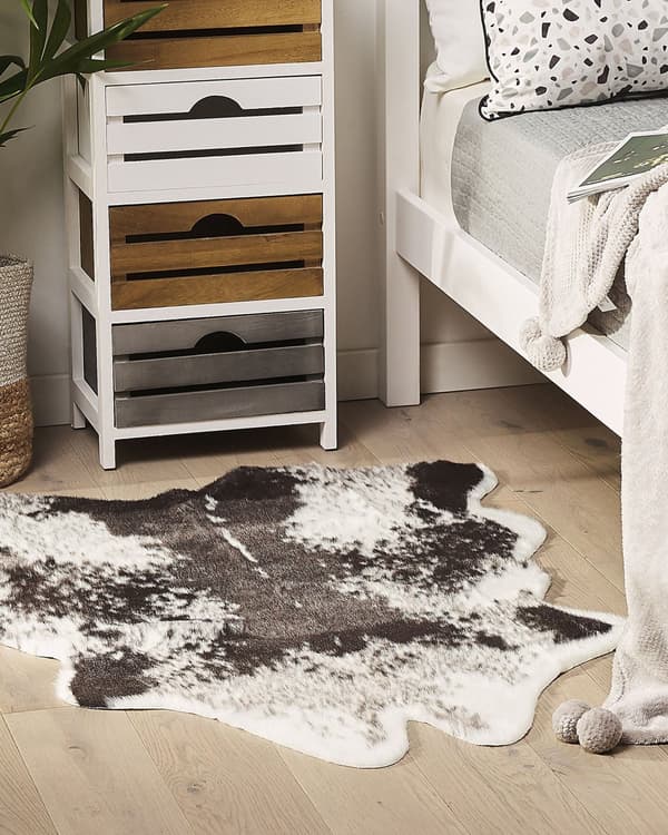 Fusk Koskinn Matta Svart Fuskpäls 60 x 90 cm Vardagsrum Sovrum Samtida
