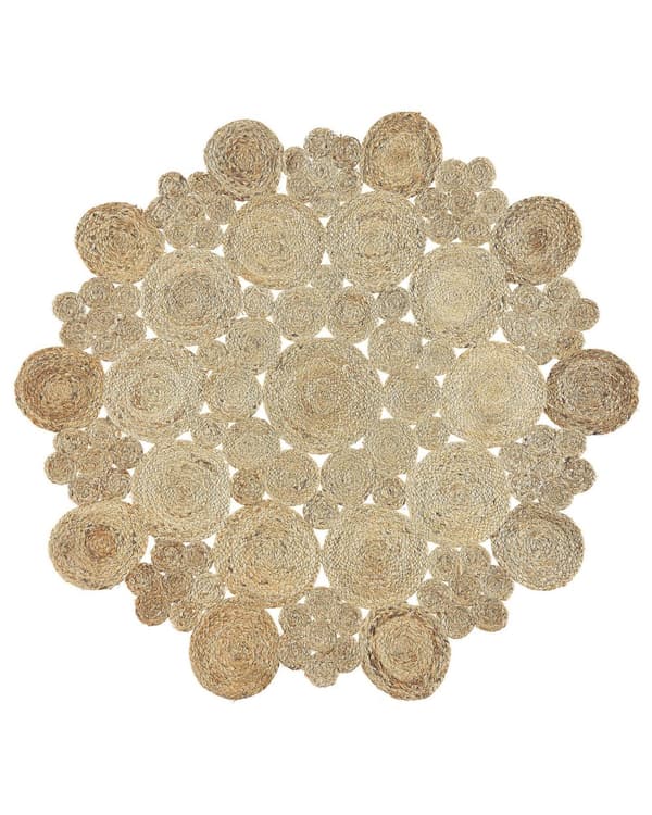 Matta Beige Jute Rund Lantlig Vardagsrum 135 cm