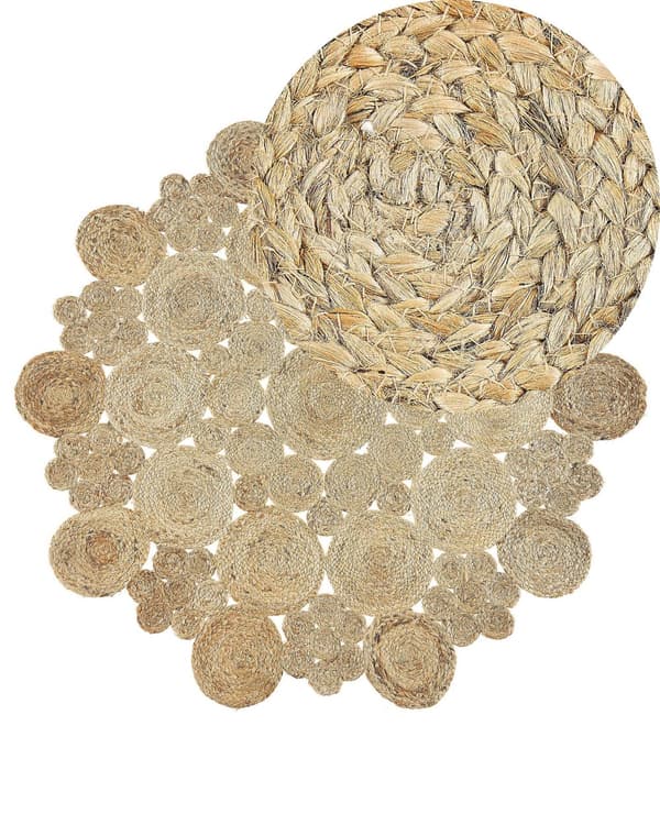 Matta Beige Jute Rund Lantlig Vardagsrum 135 cm