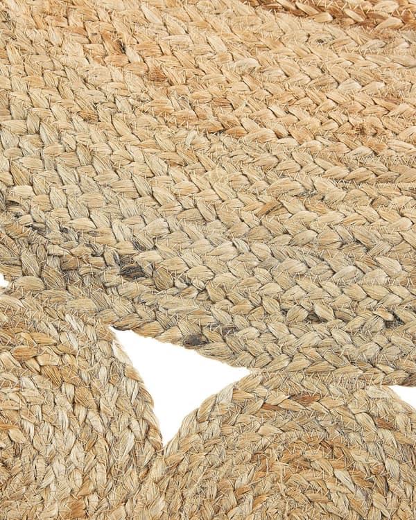 Matta Beige Jute Rund Lantlig Vardagsrum 120 cm