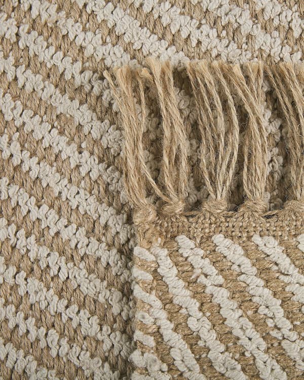 Löparmatta Beige Jute och Bomull 50 x 80 cm Liten Handvävd Boho Hall Sovrum