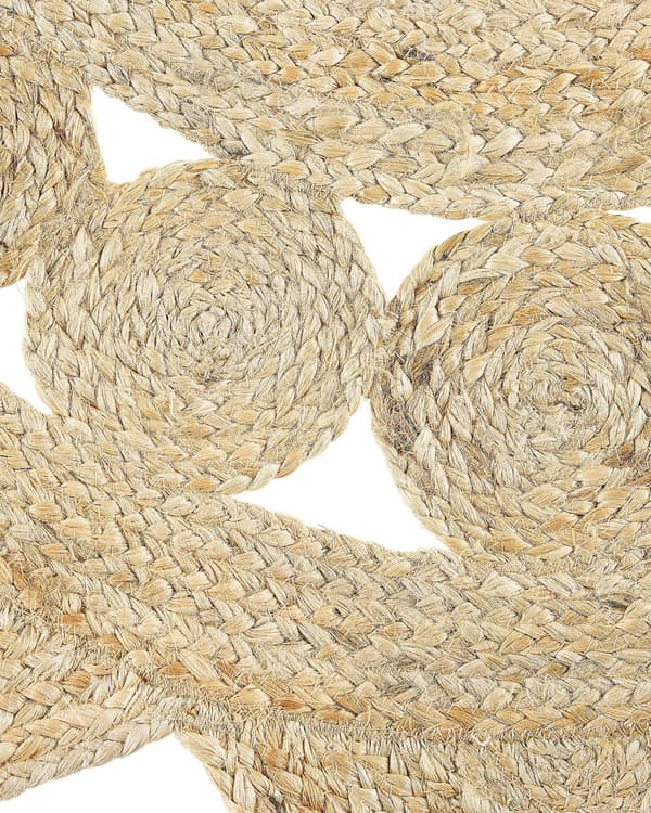 Matta Beige Jute Rund Lantlig Vardagsrum 120 cm
