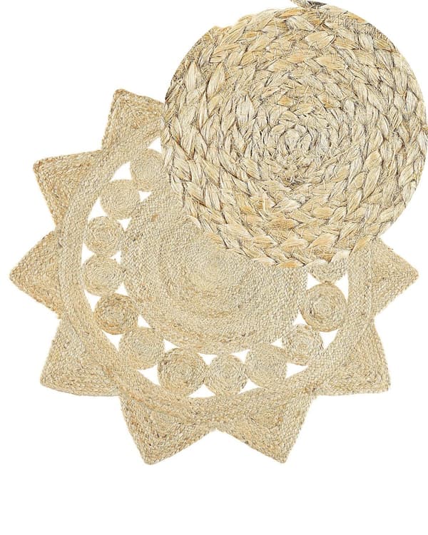 Matta Beige Jute Rund Lantlig Vardagsrum 120 cm