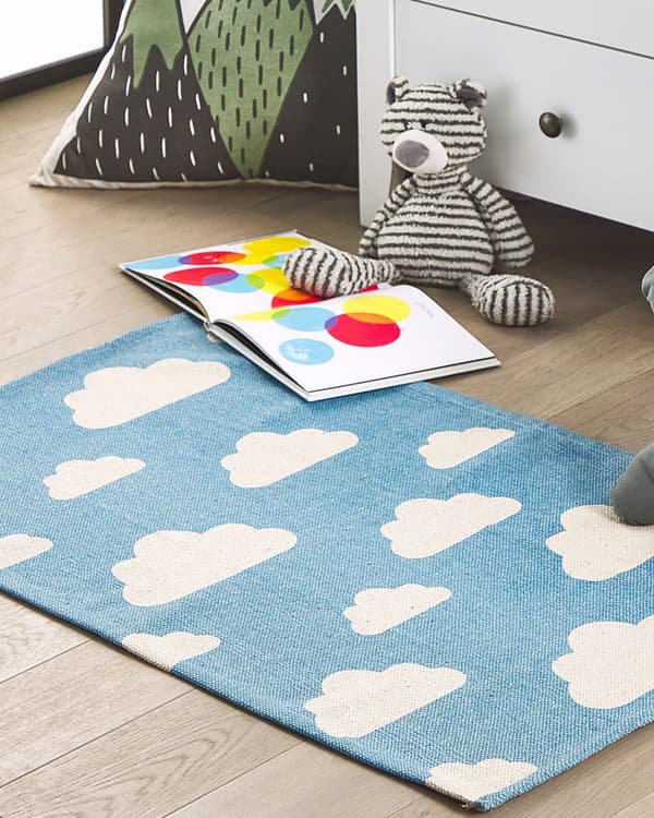 Matta Blå Bomull 60 x 90 cm Barnrum Molnmotiv Rektangulärt