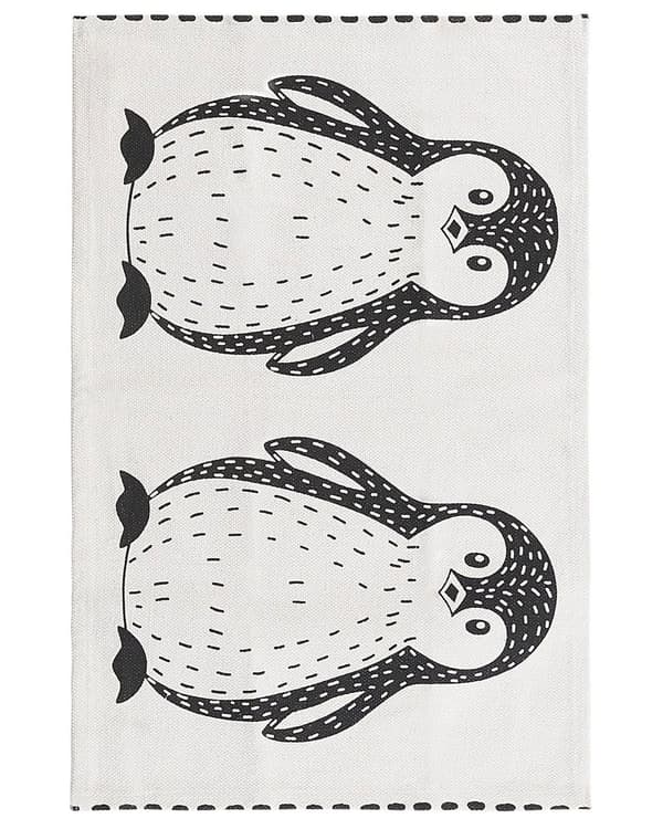 Barnrumsmatta Svart/Vit 60 x 90 cm med Pingvinmönster