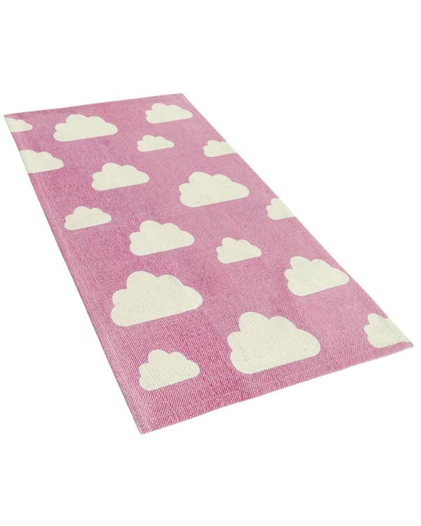 Matta Rosa Molntryck 60 x 90 cm Kort lugg för Barn Lekrum