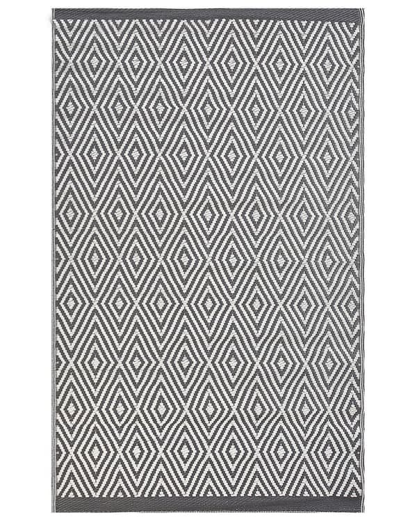 Ulkomatto harmaa 120 x 180 cm polypropeeni geometrinen suorakulmio sisälle ulos