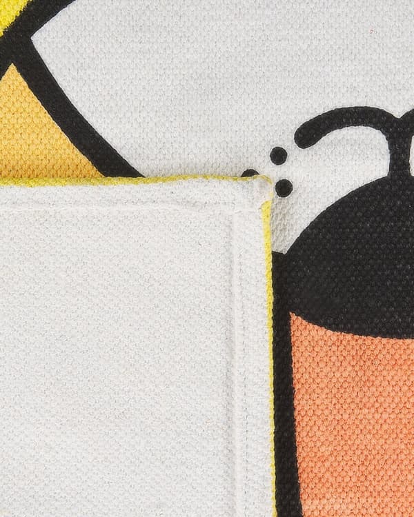 Gulvtæppe Gul Bomuld 60 x 90 cm Tæppe til Børn med Tiger Motiv Dyr Legerum og Børneværelse Fladvævet Tæppe Sjovt Design