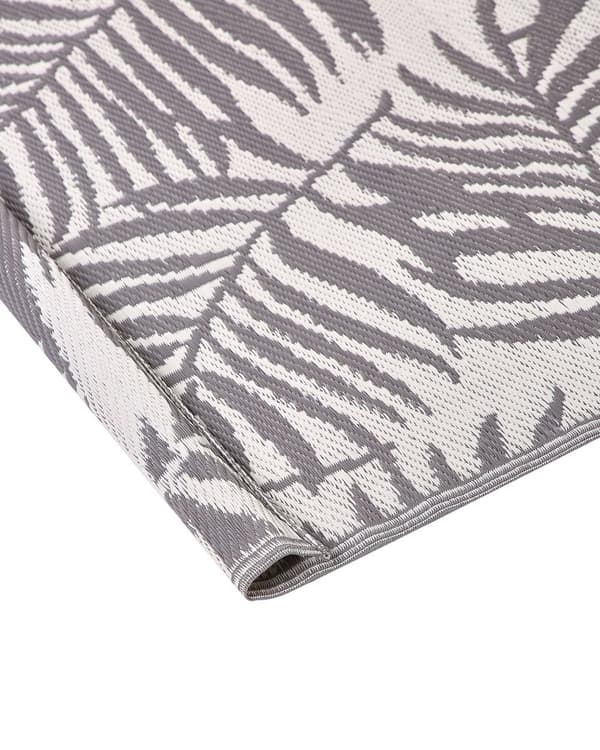 Utomhusmatta 160 x 230 cm av Syntetisk Material i Grå Färg med Palmbladmönster i Modern Stil till Balkong