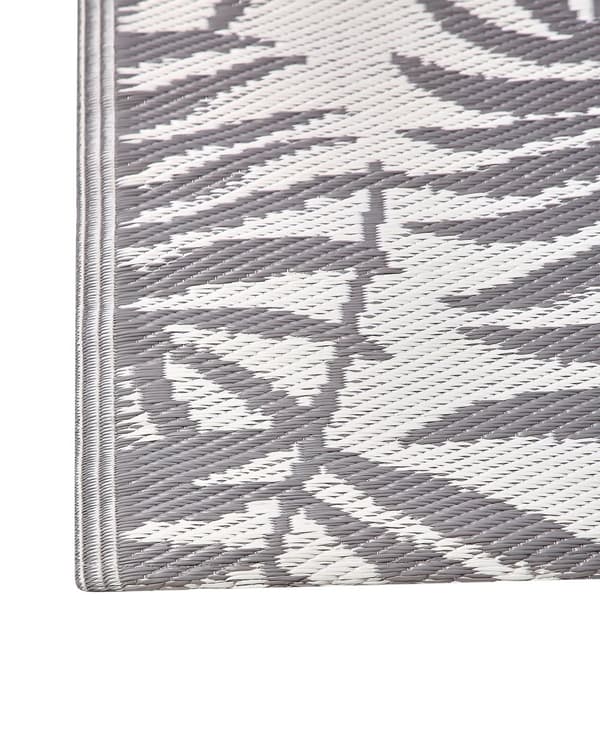 Utomhusmatta 160 x 230 cm av Syntetisk Material i Grå Färg med Palmbladmönster i Modern Stil till Balkong