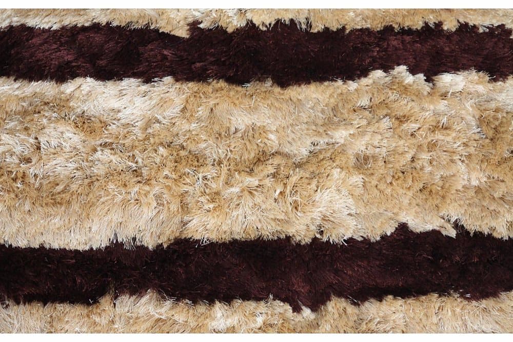 PIURA Handflätad Matta 140x200 cm Ränder Brun/Beige