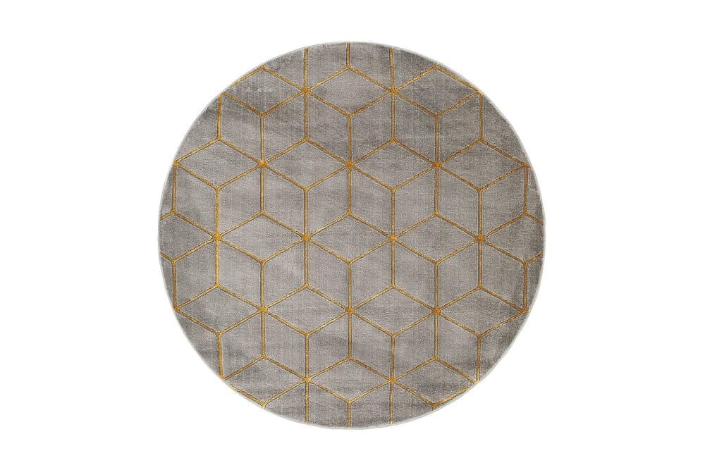 DIAMOND CUBE Matta 200x200 cm Rund Antracit/Guld