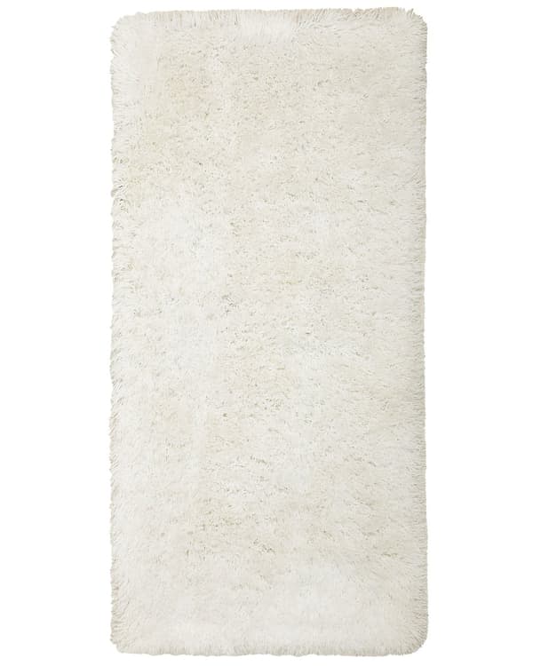 Shaggy hvid tæppe 80 x 150 cm fluffy uldet