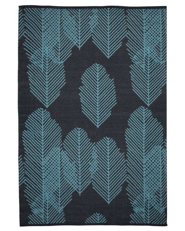 Tæppe mørkegrå 140 x 200 cm bladmønster dobbeltsidet udvendigt og indvendigt tæppe moderne design