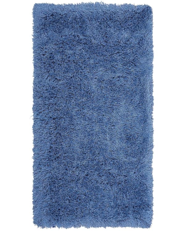 Blå shaggy tæppe 80 x 150 cm fluffy uldet