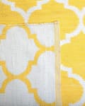 Miniatyrbillede 8 af 9: Gulvtæppe Gul og Hvid Polyester 140 x 200 cm Rektangulær Håndvævet Marokkansk Espalier Firkløver Indendørs Udendørs Retro Indretning