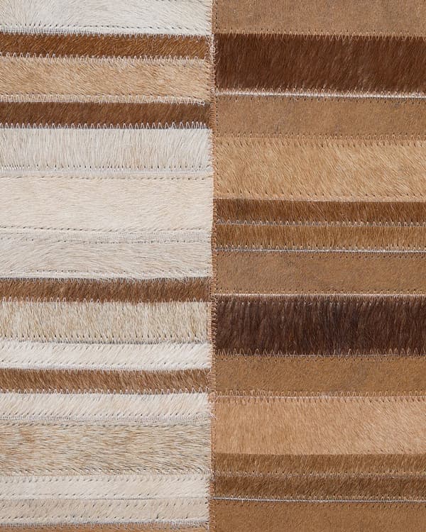 Tæppe Beige Læder 140 x 200 cm Rektangulært Patchwork Håndlavet