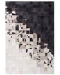 Miniatyrbillede 5 af 7: Tæppe Hvidt og Sort Læder 140 x 200 cm Moderne Patchwork Håndlavet Rektangulært Tæppe