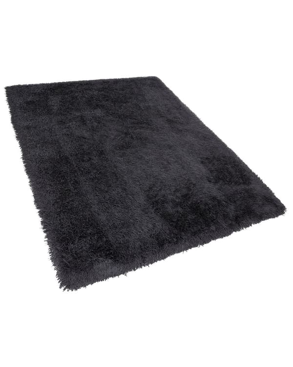 Sort shaggy tæppe 140 x 200 cm fluffy uldet